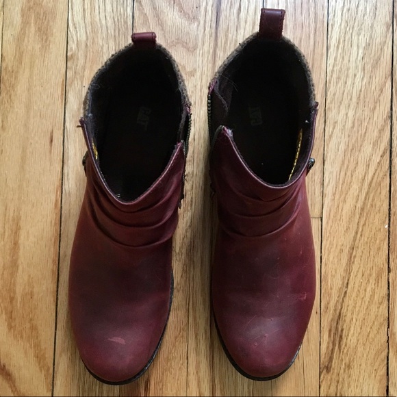 Burgundy and tweed ankle boots - Picture 7 of 7